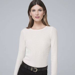 White House Black Market Textured Crewneck Sweater M